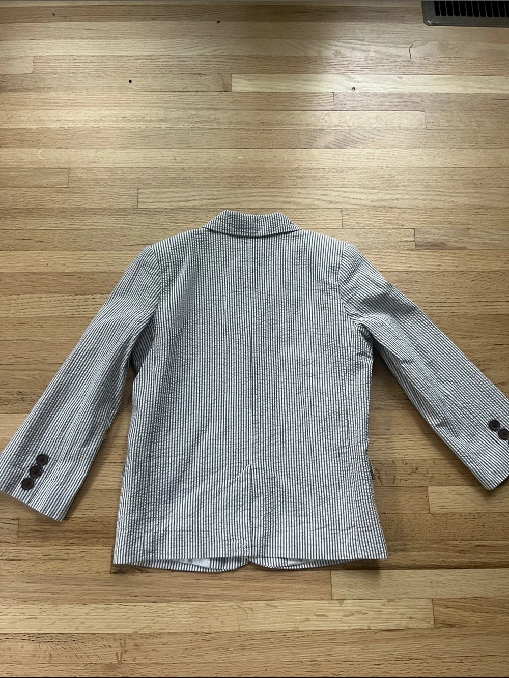 Gymboree Seersucker Blazer - Grey & White Stripes, S, 6/7